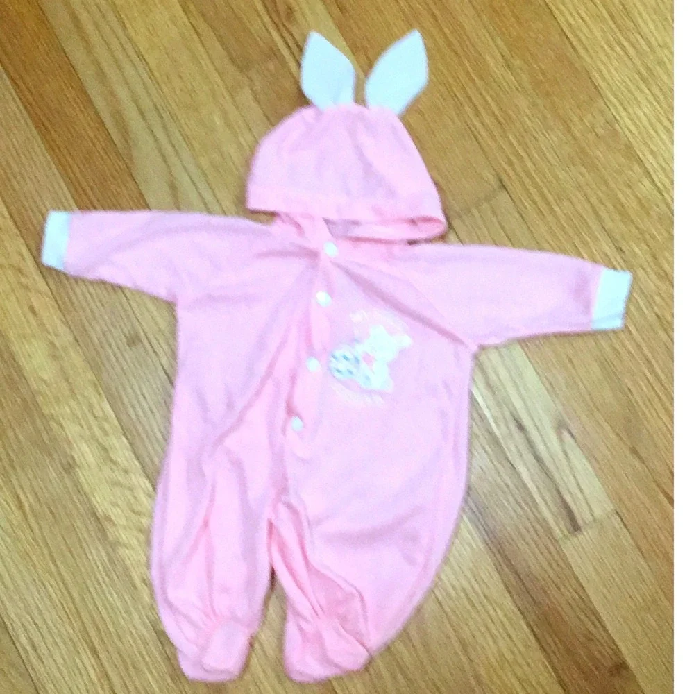 My First Easter Bunny‎ Ear Hooded Romper Pink girl small